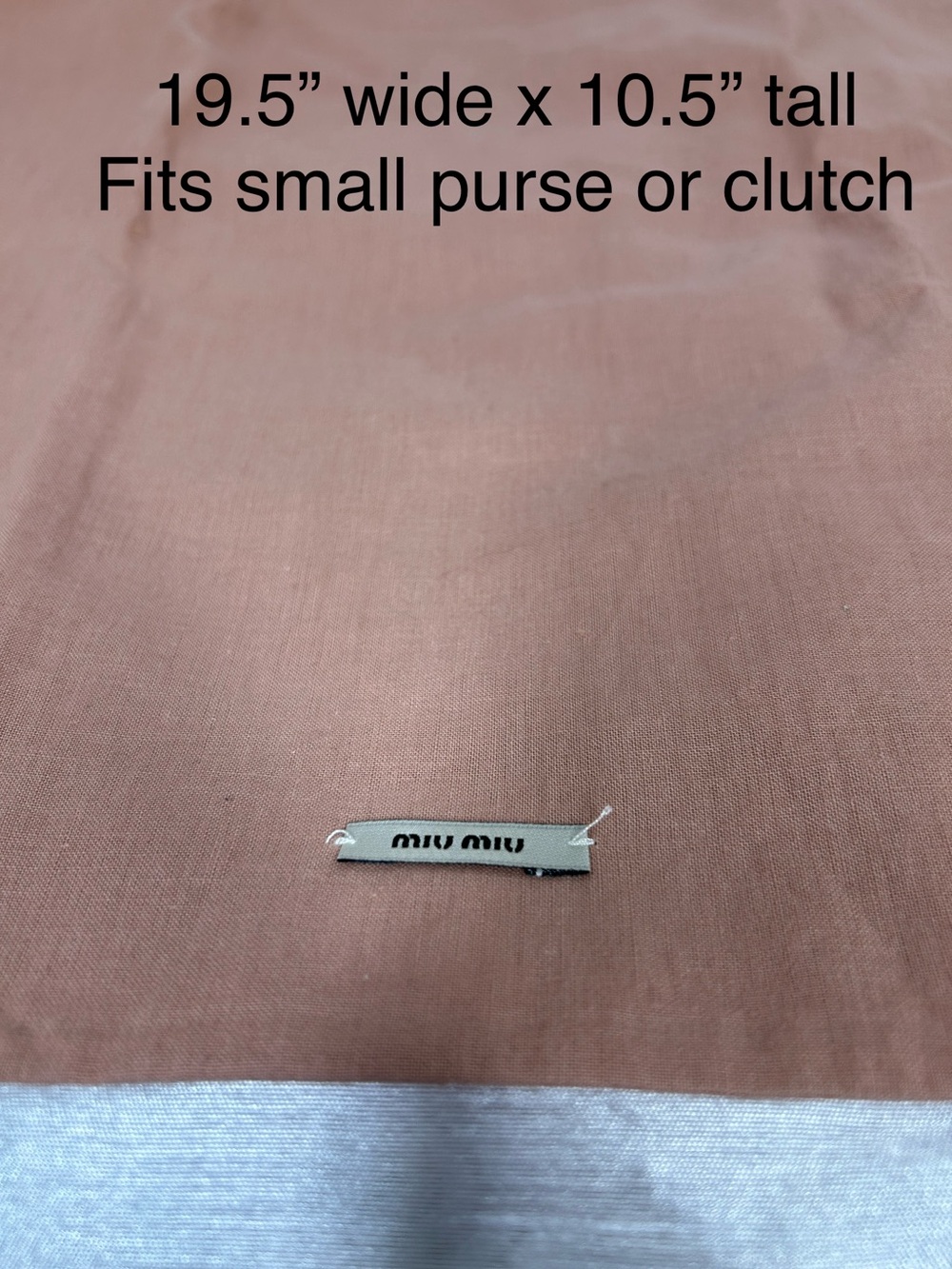 ⭐️MIU MIU DUSTBAG for small to medium purse, 19.5” wide x 10.5” EUC